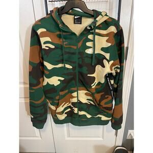 NIKE AV5940-341 SPORTSWEAR FULL-ZIP HOODIE: GREEN CAMO MEN SIZE M